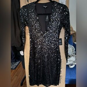 Express Black Sequin Dress